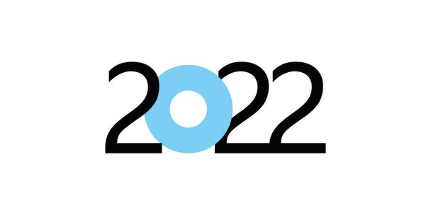 2022 Mutlu Yıllar logosu metin tasarımı. 2022 numara tasarım şablonu. Beyaz arka planda siyah ve mavi etiketli vektör çizimi. Vektör EPS 10 - Vektör, Görsel