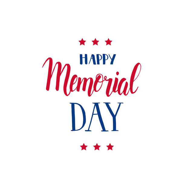 Happy Memorial Day. National american holiday illustration. Hand made lettering "Memorial Day. In memory of our heroes". Banner, flyer, brochure. Greeting Background for holidays, postcards, website - Vector, Image