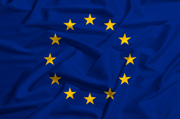 Drapeau de l'Union européenne sur un rideau de soie
 - Photo, image