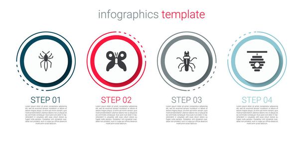 Set Spider, Butterfly, Termite and Hive for bees. Business infographic template. Vector. - Vector, Image