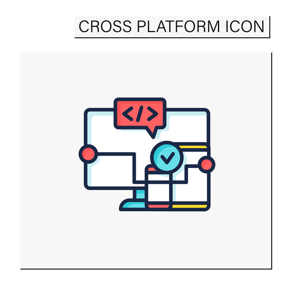 Kereszt platform szoftver színe ikon - Vektor, kép
