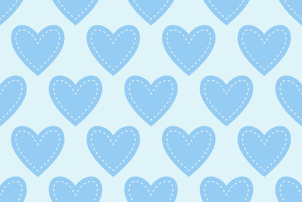 cute seamless pattern with hearts. vector illustration. blue background, texture. - Vektori, kuva