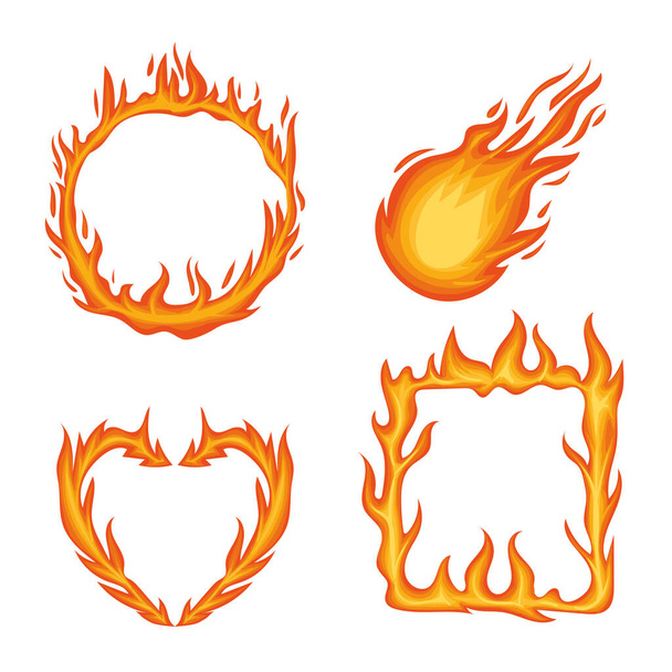 čtyři plameny ohně - Vektor, obrázek
