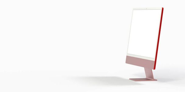 A 3D rendering of a computer display with blank white screen - Foto, Imagen