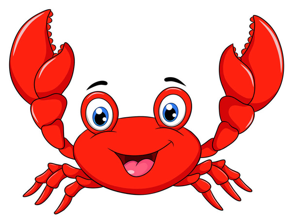 Симпатичная мультяшная иллюстрация Happy Crab - Вектор,изображение