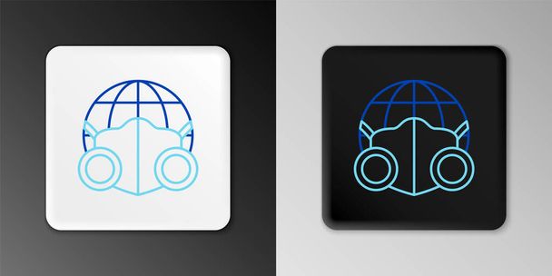 Line Earth globe with medical mask icon isolated on grey background. Colorful outline concept. Vector - Vector, Image