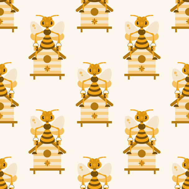 Une abeille sur une ruche. Illustration. Modèle. - Vecteur, image