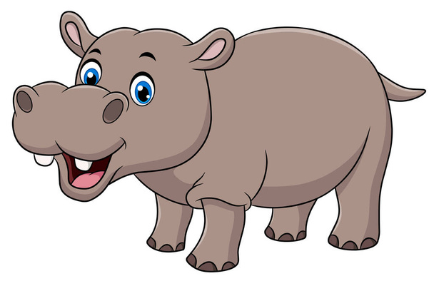 Aranyos Hippopotamus rajzfilm állat vektor illusztráció - Vektor, kép