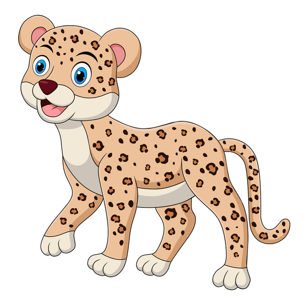 Lindo leopardo dibujos animados animal vector ilustración - Vector, Imagen