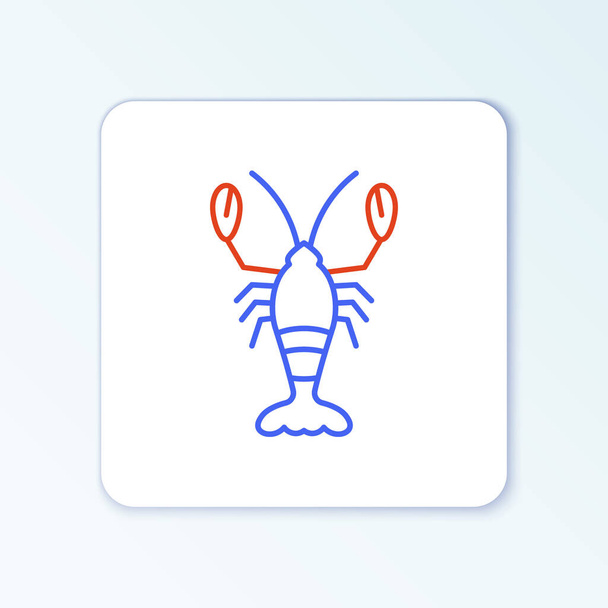 Icona Line Lobster isolata su sfondo bianco. Concetto di contorno colorato. Vettore - Vettoriali, immagini