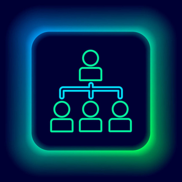 Glowing neon line Business hierarchy organogram chart infographics icon isolated on black background. Corporate organizational structure graphic elements. Colorful outline concept. Vector - Vector, Image