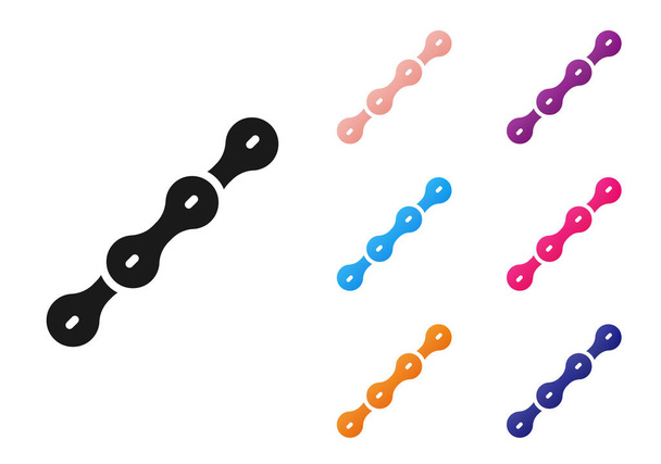 Black Bicycle chain icon isolated on white background. Bike chain sprocket transmission. Set icons colorful. Vector. - Vector, Image
