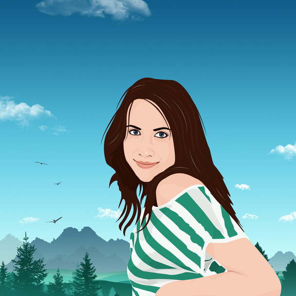 Beautiful Girl in the Mountains - 写真・画像