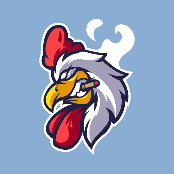egy csirke szar cigaretta rajzfilm kabala logó illusztráció - Vektor, kép