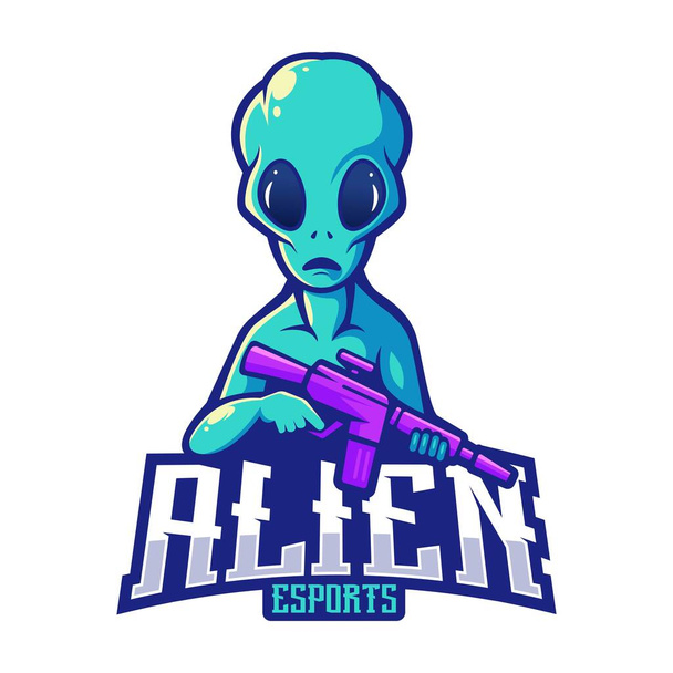 Vecteur de conception de logo de mascotte d'esport extraterrestre avec fond transparent - Vecteur, image
