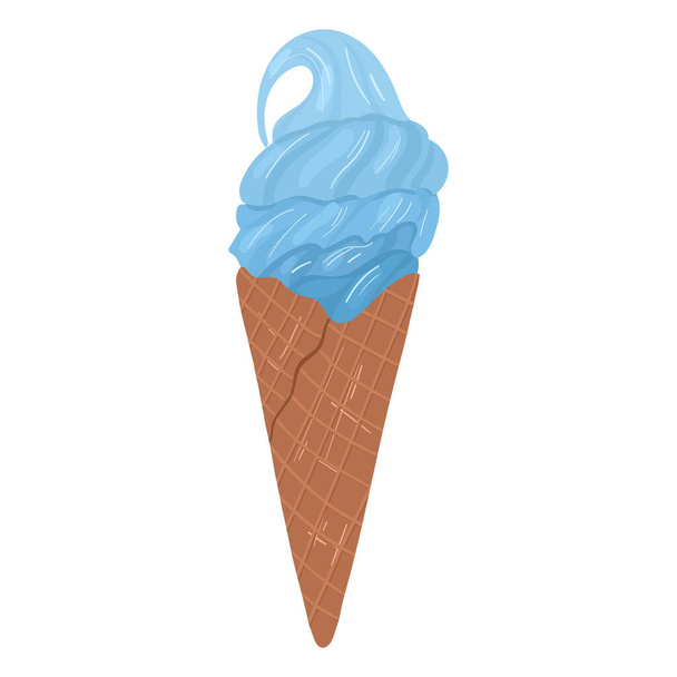 Cono de helado azul. Comida fría de verano. - Vector, imagen