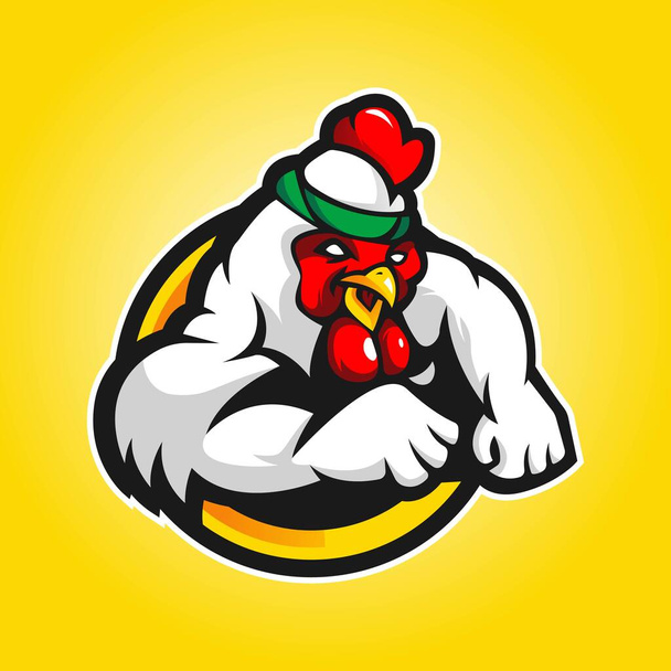 Chicken Mascot Logo Design Vektor mit modernem Illustrationskonzept Stil für Abzeichen, Emblem und T-Shirt-Druck - Vektor, Bild
