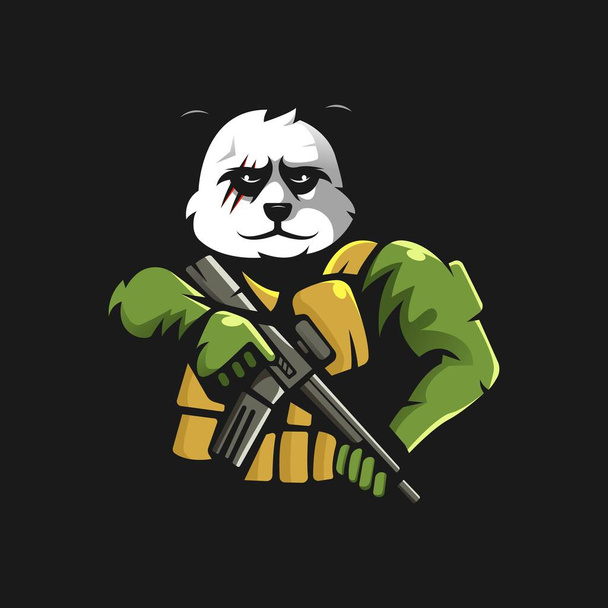 Panda mascotte logo design vector met moderne illustratie concept stijl voor badge, embleem en t-shirt afdrukken. Panda leger voor sport team - Vector, afbeelding
