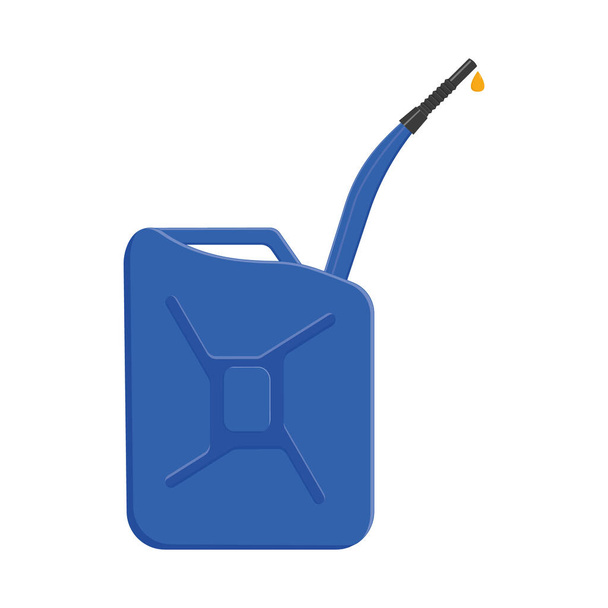 Τζέρυ καυσίμων με στόμιο και ρίψη βενζίνης. Μπλε δοχείο βενζίνης απομονωμένο σε λευκό φόντο. Εικονογράφηση διανυσμάτων - Διάνυσμα, εικόνα