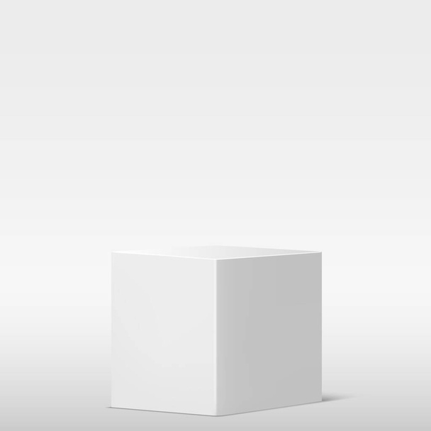 Realistic gray - white studio, white cubes podium - Vector illustration - Vektor, obrázek