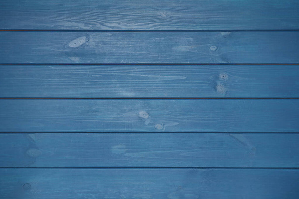 Texture of blue wooden surface as background, top view - Foto, afbeelding