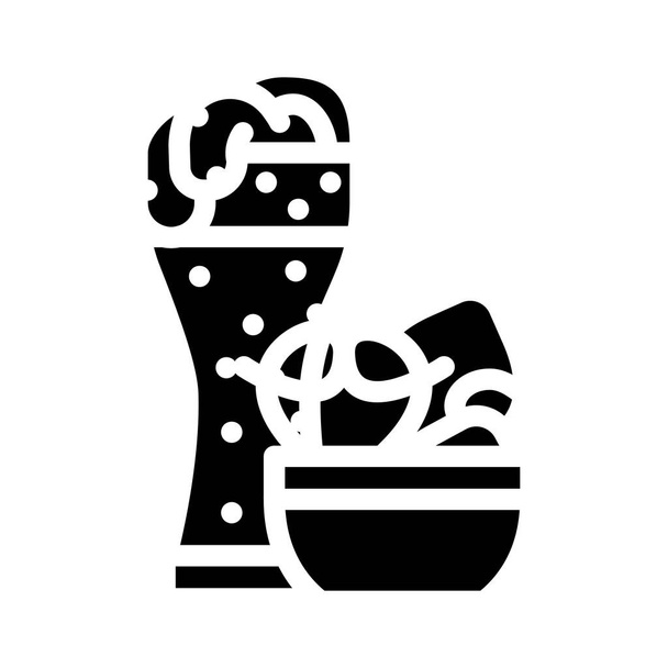 Brezel-Snack und Bier-Glyphen-Icon-Vektor-Illustration - Vektor, Bild