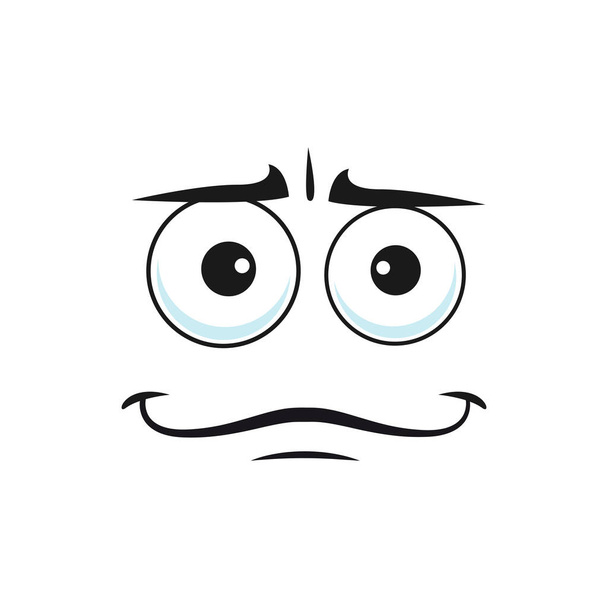 Uninterested or disinterested incurious emoji not expressing any facial emotion isolated. Vector apathetic emoticon with indifferent face, disbelief emoticon expression, bored sad mood character - Vector, Image