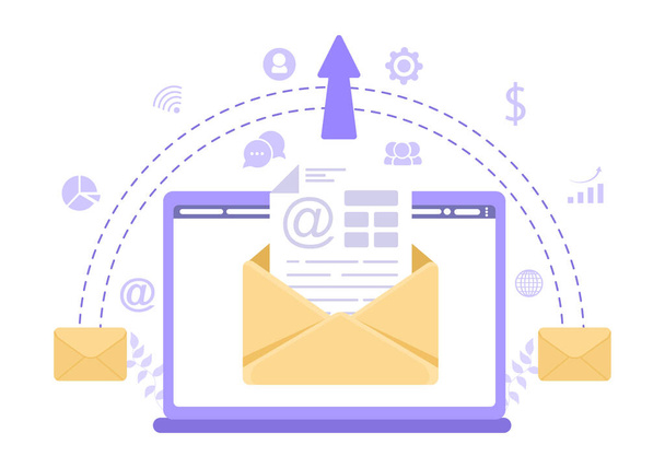 Ilustración de Vectores de Email Marketing para Diseño Digital, Campaña, Página Web, Presentación de Negocios, o Plantilla de Red Social Móvil - Vector, imagen