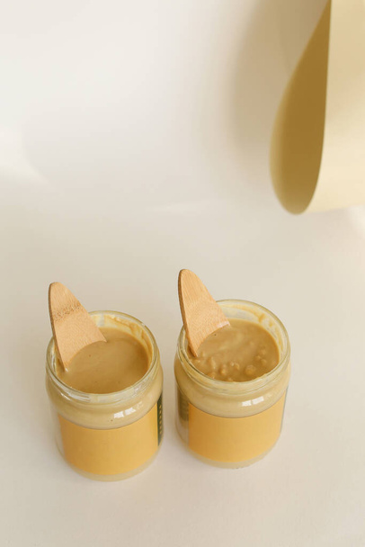 Textura zavřít mandlové máslo nebo arašídové máslo - Fotografie, Obrázek