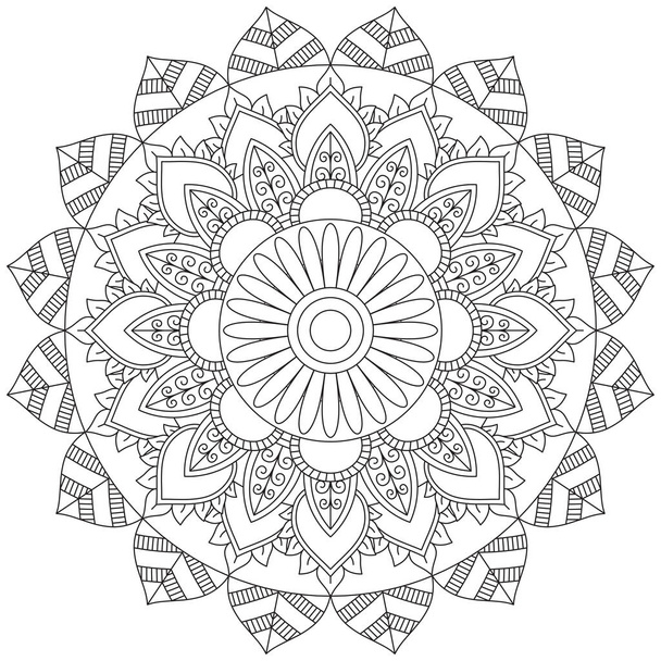 Yaprak Çiçeği Renklendirme Mandala Sanat Basit Grafik Şekli Vektör Çiçek Çiçek Özgün Vinç Dekoratif Elementler Şablonu İslam Arap Mistik Dini Lotus - Vektör, Görsel