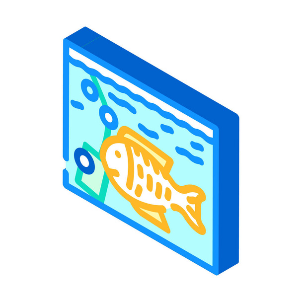 acquario con icona isometrica dei pesci illustrazione vettoriale - Vettoriali, immagini