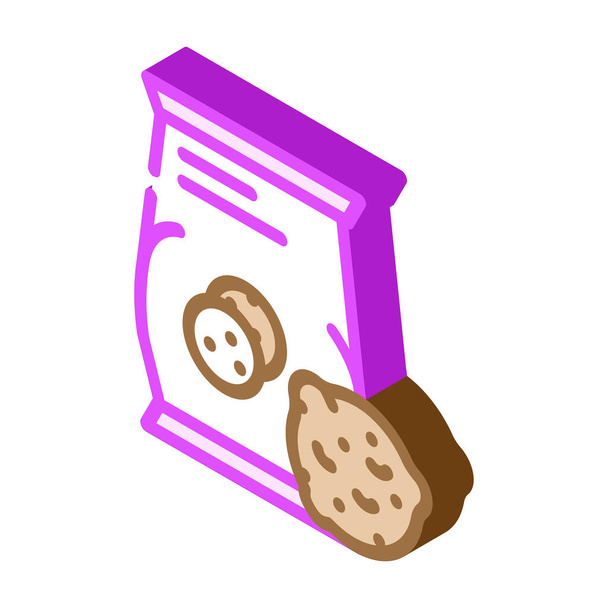 oatmeal cookies snack isometric icon vector illustration - Vector, Image