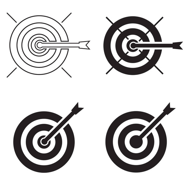 Target set. Designation of success in the game, hitting the target, perfection of strategy, a mark of production efficiency, the possibility of competition. Archery symbol, victory in sporting competition. Ideal solution. - Vector, Image