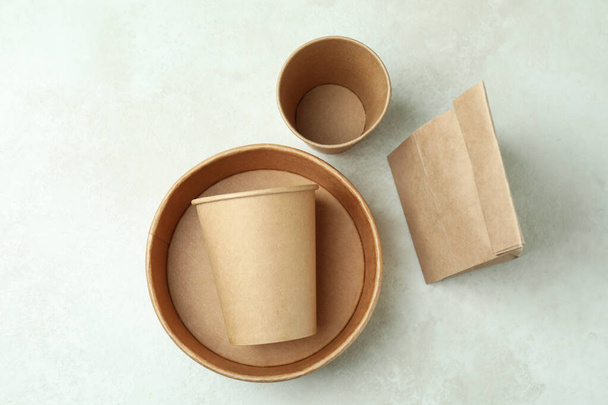 Delivery containers for takeaway food on white textured table - Photo, Image