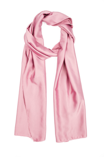 a kendő, rózsaszín selyem, elszigetelt fehér background - Fotó, kép