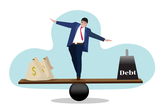 Balancing income and debt Of business men Business idea. Flat style cartoon illustration vector - Vector, Image