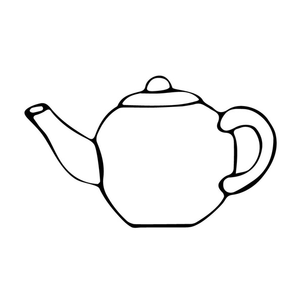 Ceramic teapot hand drawn vector illustration. - Vektori, kuva