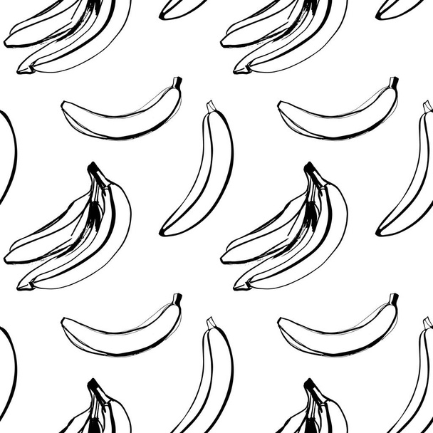 Seamless pattern with illustration of bananas - Vector, Imagen