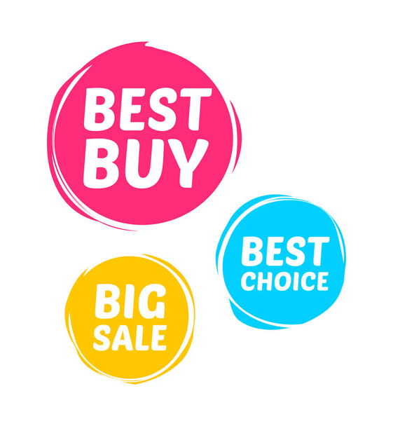 Best Buy, Best Choice & Big Sale Marks Vector Set - Vecteur, image