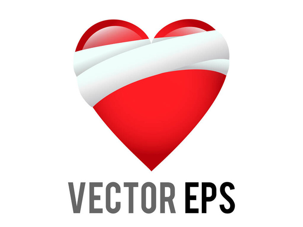 Ізольований вектор класичної любові червоний глянсовий відновлюючий значок серця з пов'язкою по одній стороні, використовується для зцілення, відновлення або вираження співчуття до людини, яка проходить через важкий час
 - Вектор, зображення