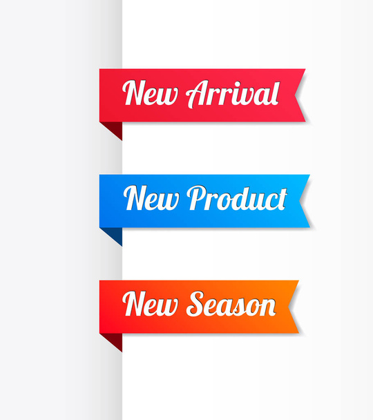 New Arrival, New Product & New Season Ribbons Vector Set - Vector, imagen