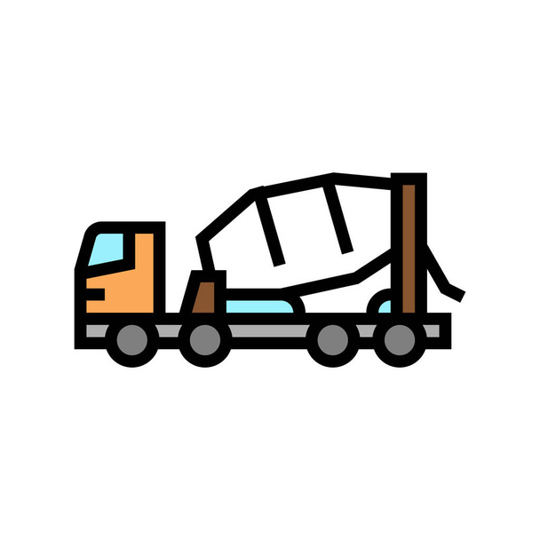 camión concreto transporte color icono vector ilustración - Vector, imagen