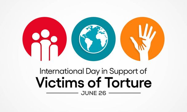 Dia internacional de apoio às vítimas de tortura é observado todos os anos em 26 de junho para falar contra o crime de tortura e honrar e apoiar vítimas e sobreviventes em todo o mundo.  - Vetor, Imagem