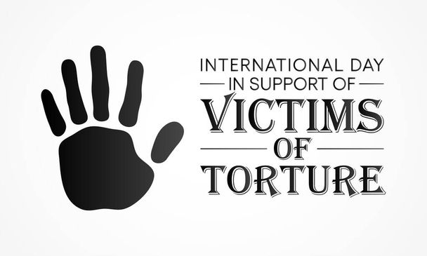 Κάθε χρόνο, στις 26 Ιουνίου, γιορτάζεται η διεθνής ημέρα υποστήριξης των θυμάτων βασανιστηρίων, για να εκφραστεί ενάντια στο έγκλημα των βασανιστηρίων και να τιμήσει και να υποστηρίξει τα θύματα και τους επιζώντες σε όλο τον κόσμο..  - Διάνυσμα, εικόνα