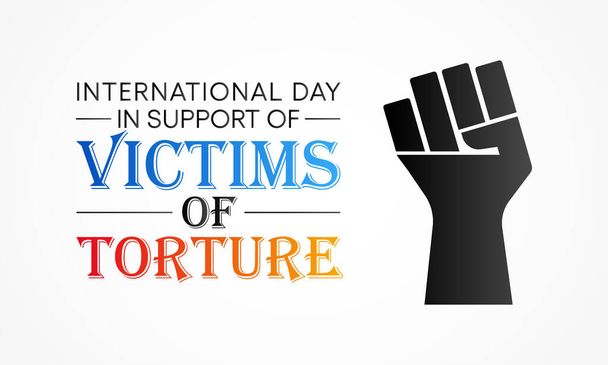 Międzynarodowy Dzień Pomocy Ofiarom Tortur obchodzony jest co roku 26 czerwca, aby wypowiedzieć się przeciwko zbrodni tortur oraz uczcić i wesprzeć ofiary i ocalałych na całym świecie..  - Wektor, obraz