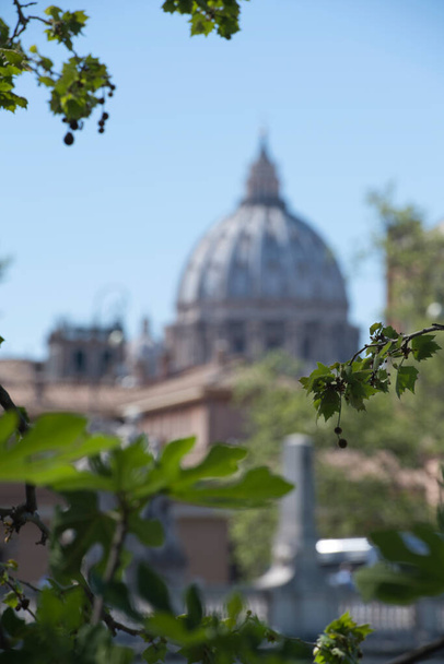 Vatikan 'daki Saint Peters Meydanı' ndaki Castel Sant Angelo 'dan Roma manzarası. - Fotoğraf, Görsel