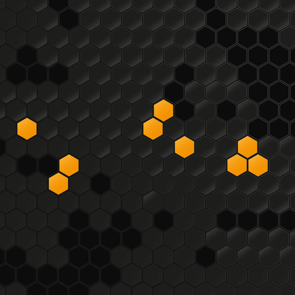 Dark Gray Yellow Hexagon Shapes Square Abstract Background - Vector, Image