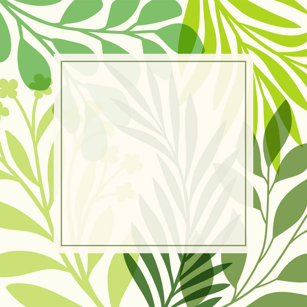 Modern floral vector banner. Botanical illustration template background. Abstract plant elements for print design, social media, post banner and presentation. - Vektor, Bild
