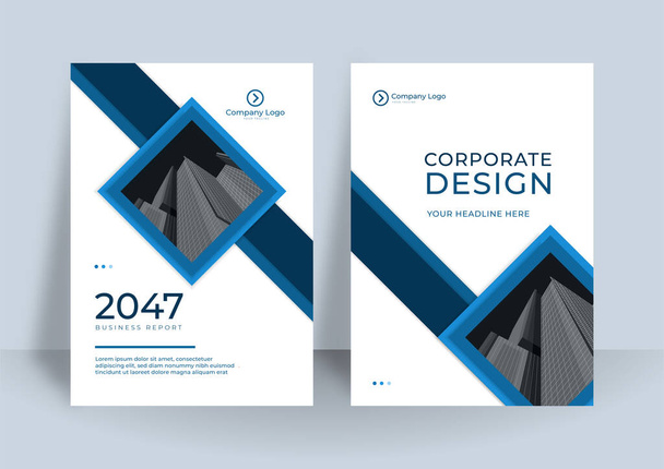 Business book or annual report design template. Also suitable for brochure, magazine, poster, business presentation, portfolio, flier, banner, website. A4 size cover design - Vector, Image