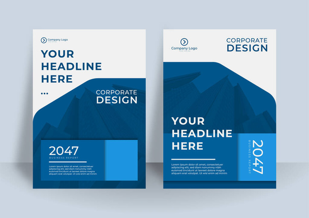 Corporate annual report or book design template. Also suitable for brochure, business card, magazine, poster, business presentation, portfolio, flier, banner, website. Cover design in A4 size - Vector, Image
